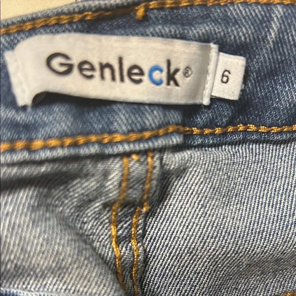 🎟️GENLECK size 6 NWT Wide Leg High-Rise Jeans in Dark Blue stretch capri baggy - Picture 8 of 9